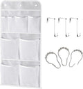 MISSLO Hanging Mesh Pockets Hold 340oz/1000ml Shampoo Shower Organizer with Over the Door Hooks