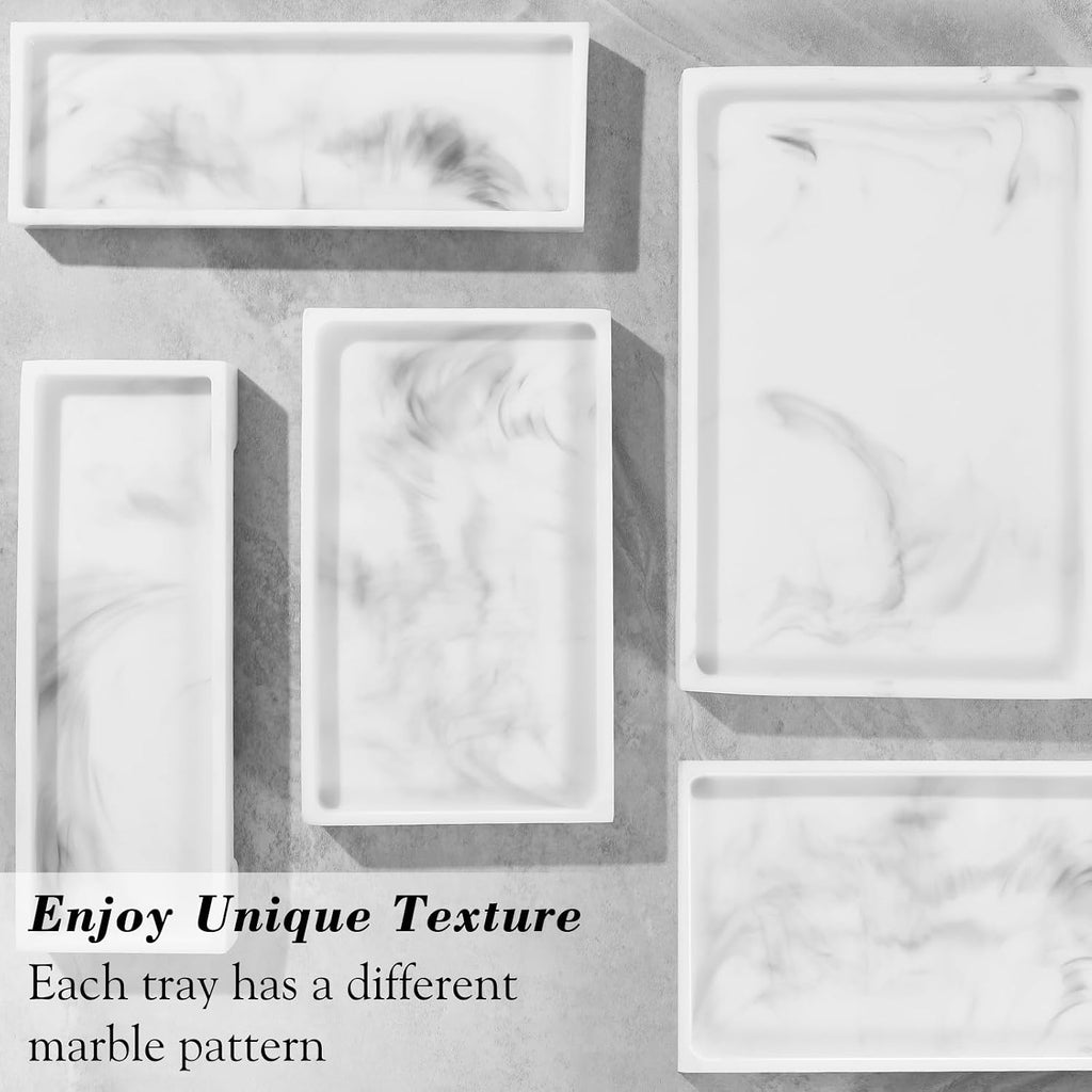 Luxspire Marble Tray for Soap Dispenser Perfume Jewelry, M, Marble White