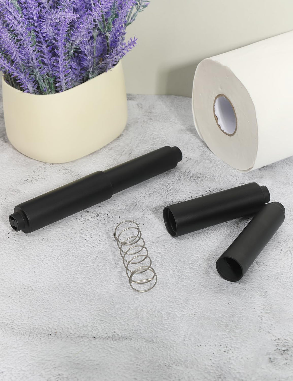 Toilet Paper Holder Roller Replacement, 2Pcs 6.5inch Plastic Toilet Paper Spring Rod Toilet Tissue Holder Replacement Spindle Replacement Rod fits Extra Large Bathroom Tissue Rolls (Black)