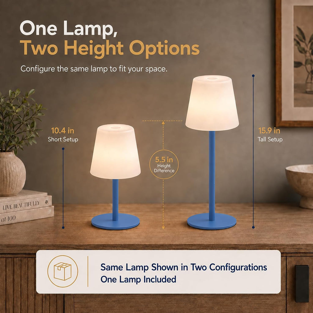 IP65 Waterproof Shower Lamp, Cordless Rechargeable Table Lamp, Blue