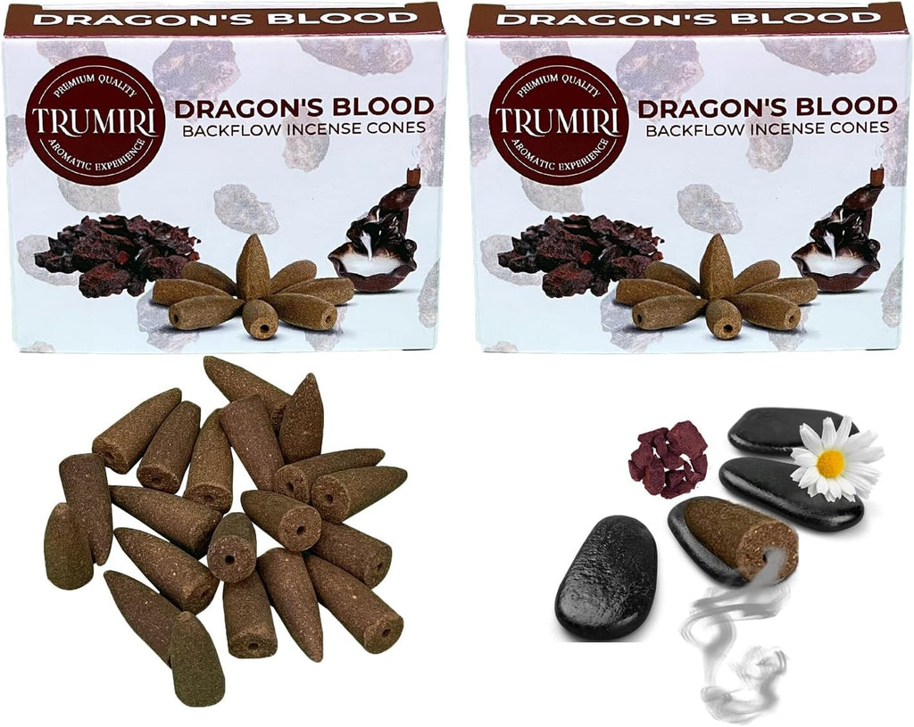 Dragons Blood Backflow Incense Cones - Total 20 Incense Cones Waterfall - Dual Pack of 10 Incense Backflow Cones - Waterfall Incense Cones - Incense Waterfall Cones