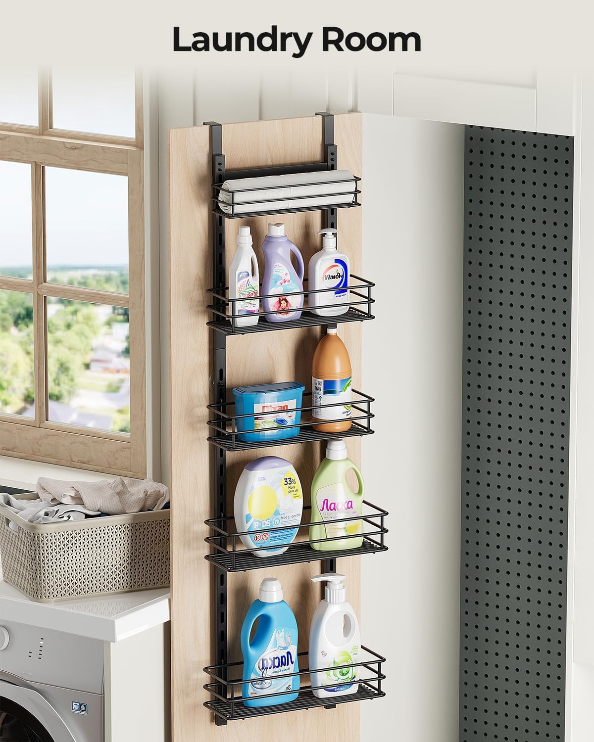 Over the Door Pantry Organizer 5-Tier,Spice Rack Organizer for Cabinet