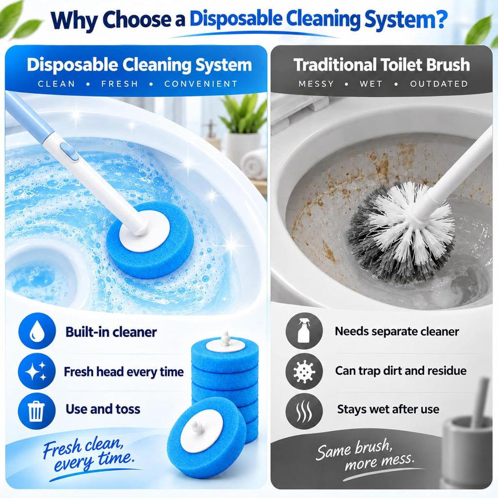 40 Count KZKR Disposable Toilet Brush Refill Heads | Pre-Loaded with Cleaner | Toilet Wand Replacement | Toilet and Bathroom Cleaning Supplies