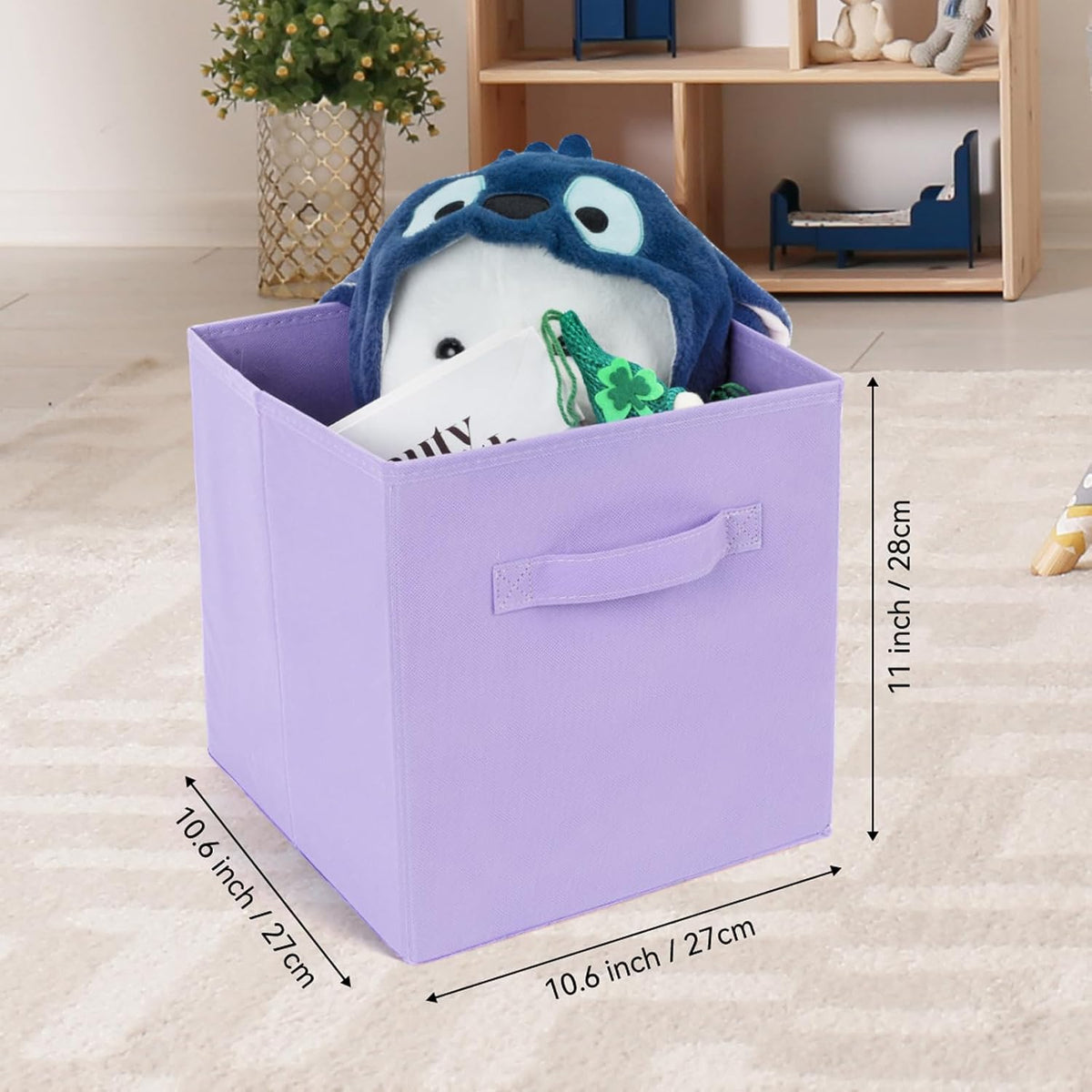 Fabric Storage Bins 8 Pack 11 inch Foldable Storage Cubes with Reinforced Handles Fun Colored Durable Cube Storage Bin for Home, Playroom, Closet Organizers and Storage, Purple
