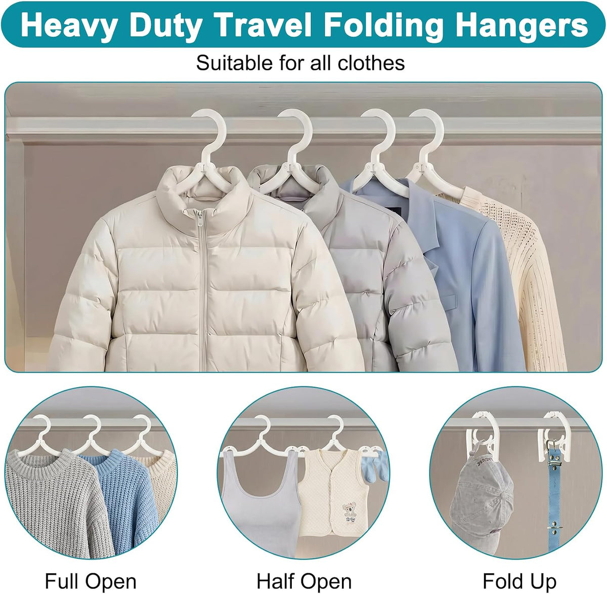 10 Pcs Foldable Travel Hangers Cruise Ship Essentials 2026 Phone Size White