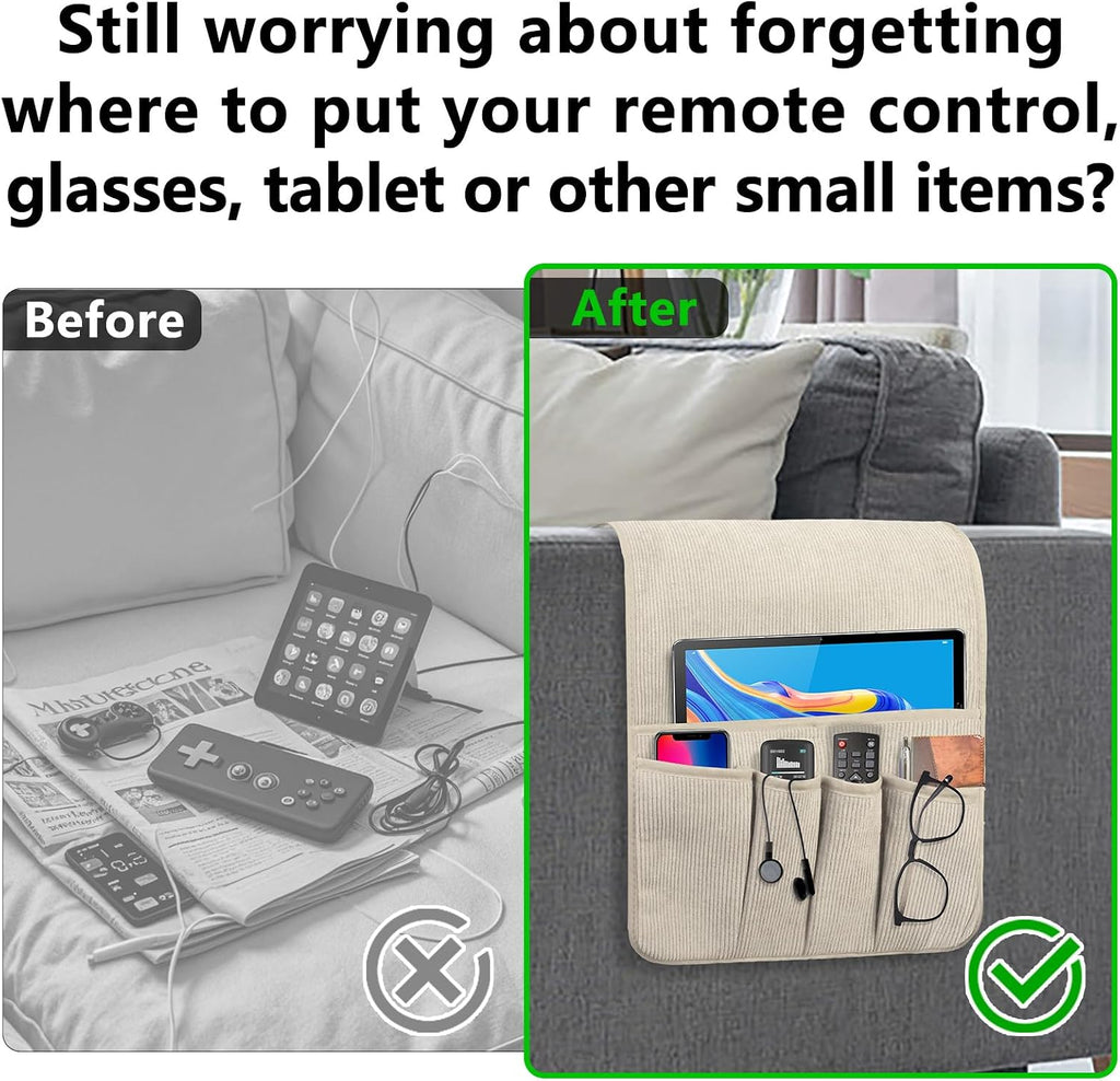 Remote Control Holder, Anti Slip Armchair Caddy Couch Caddy with 5 Pockets