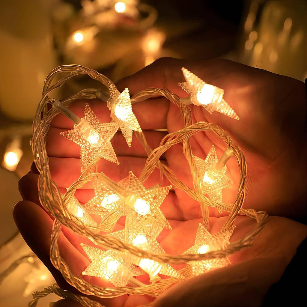 CESOF Christmas Decor Star String Lights Battery Operated, 10 ft 20 LED