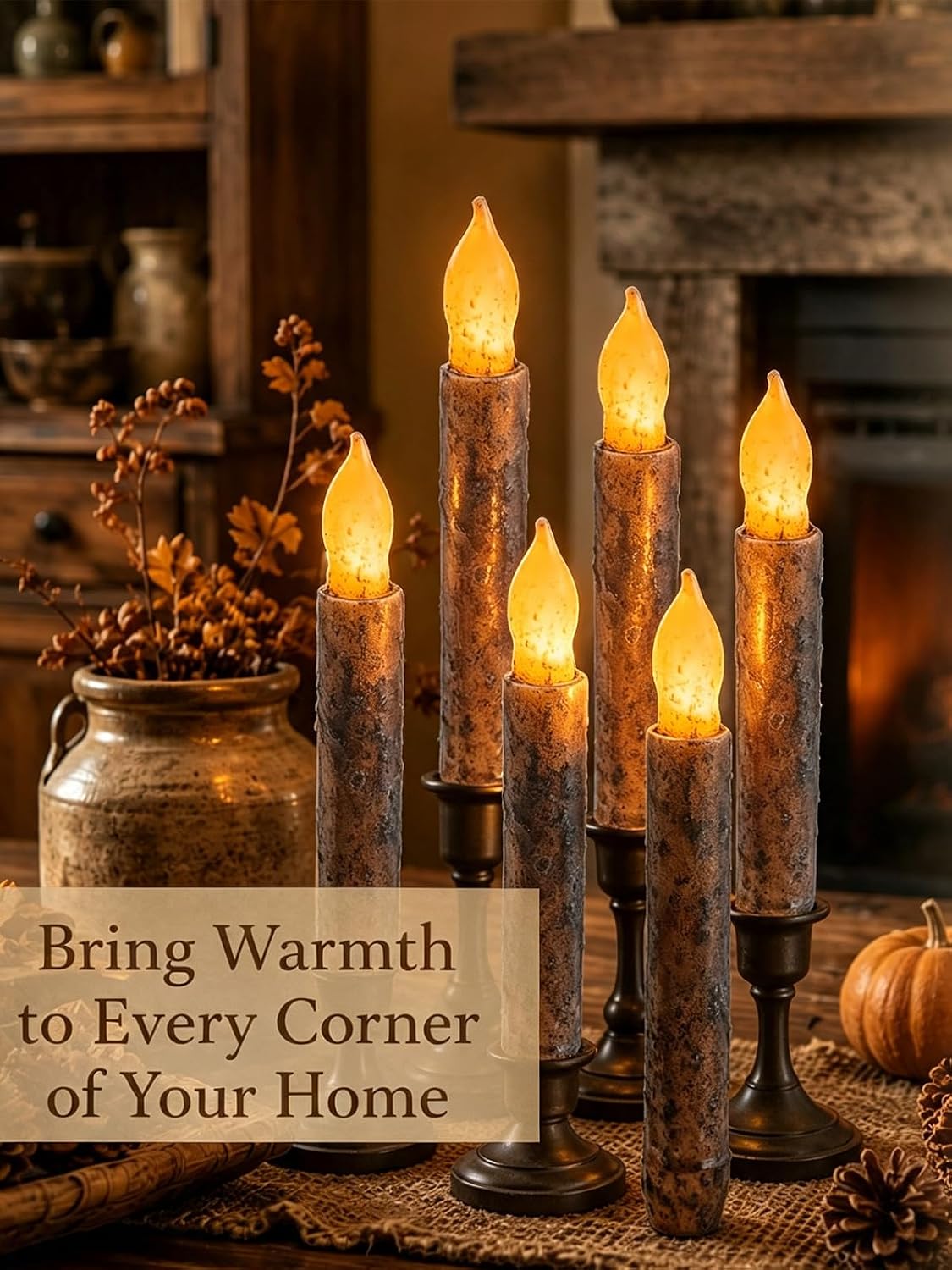 6.5'' Real Wax Primitive Candles Battery Operated