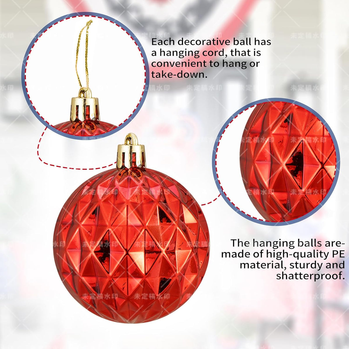 100PCS Christmas Ball Ornaments with Tree Topper, Hanging Xmas Decorations