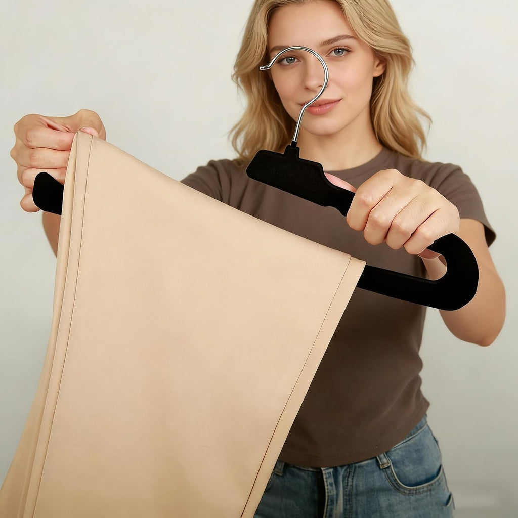 Pants Hangers, 10 Pack Non-Slip Open Ended Velvet Hangers