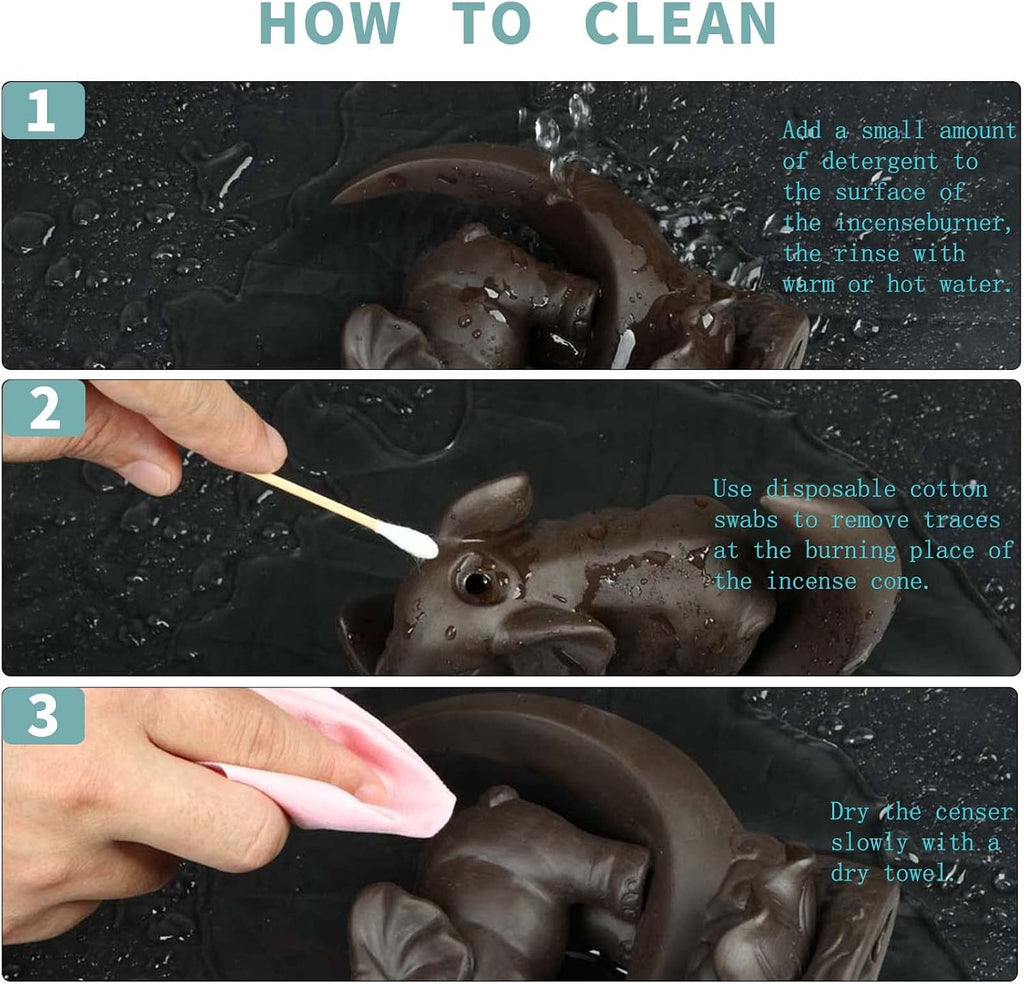 YYW Elephant Backflow Incense Burner with 20 Cones, 30 Sticks, Tweezer, Mat