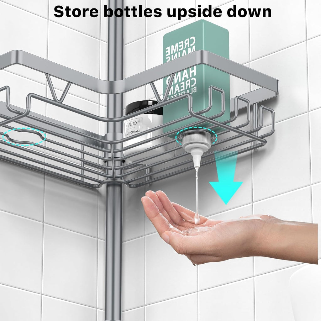 KEGII Shower Caddy Tension Pole, Bathtub Organizer, Light Gray