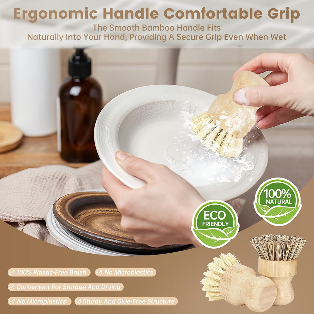 DEBETOOL Bamboo Dish Brush, 2-Pack