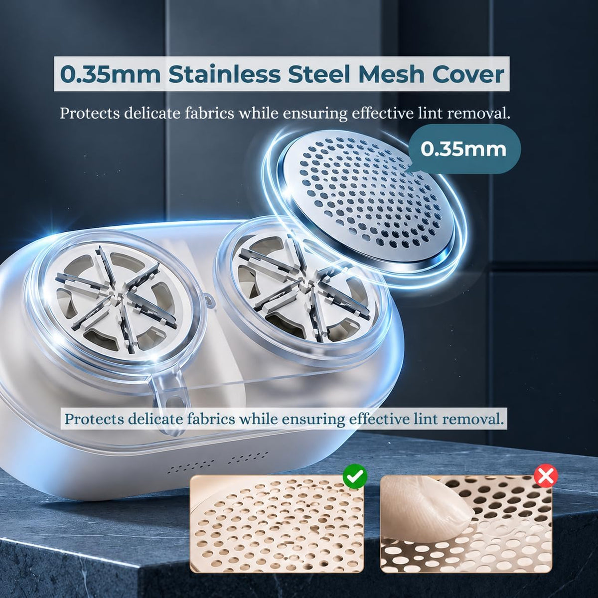 Fabric Shaver, Rechargeable Lint Remover, Pearl White