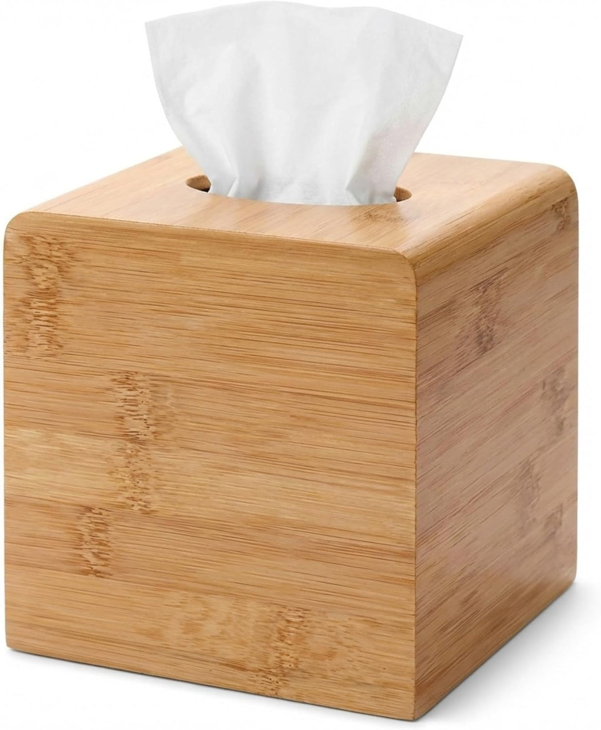 Performore Square Bamboo Tissue Box Cover, Water-Resistant Wood