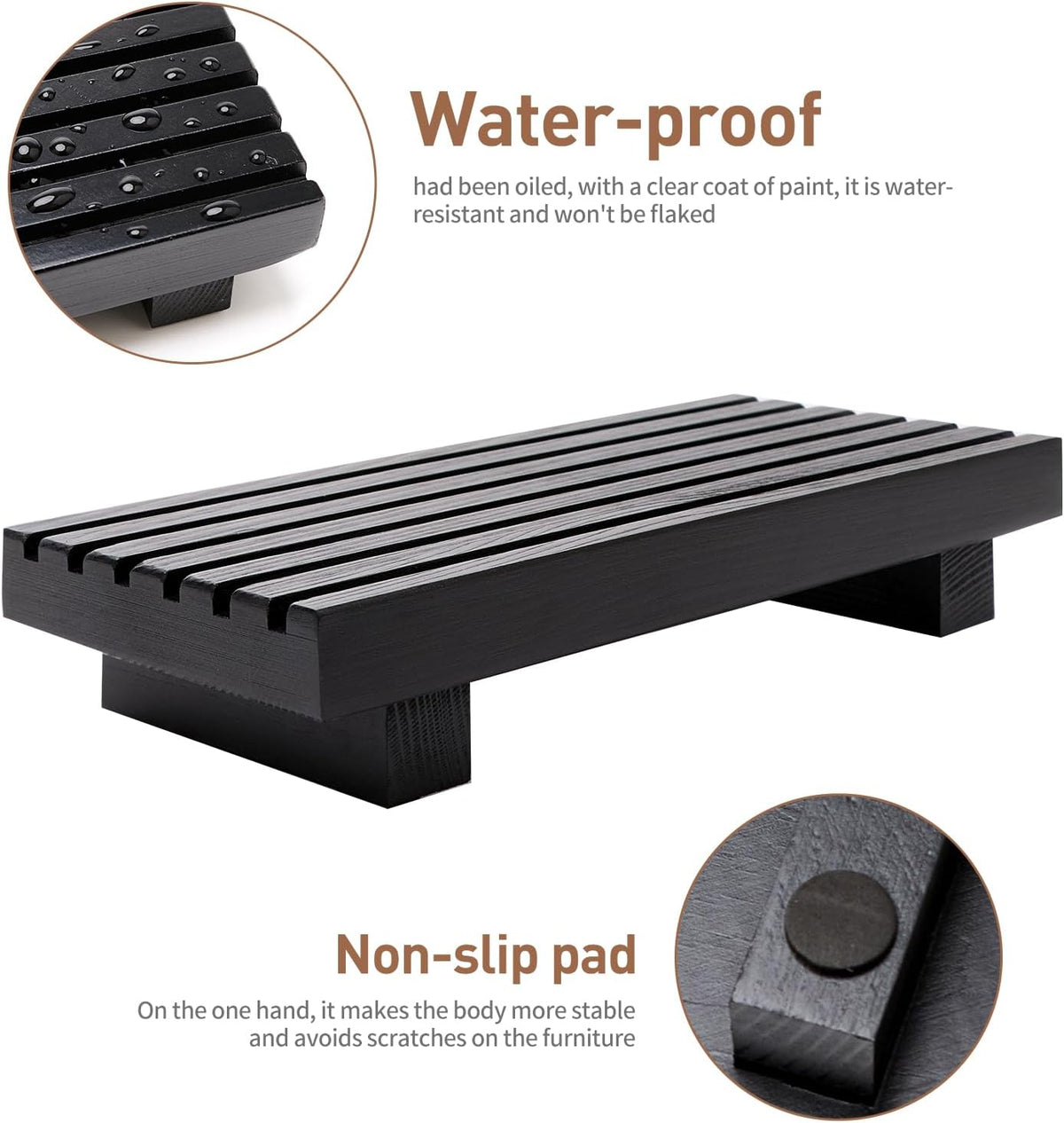 Black Bathroom Decor Wooden Counter Tray Sink Accessories Soap Dispenser