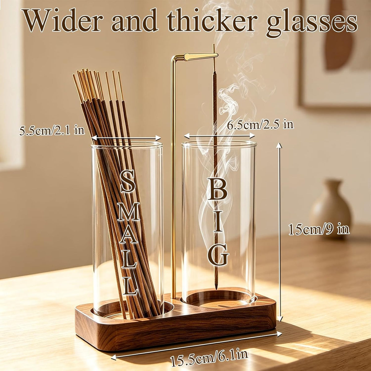 2 in 1 Incense Holder,Wooden Incense Holder for Sticks