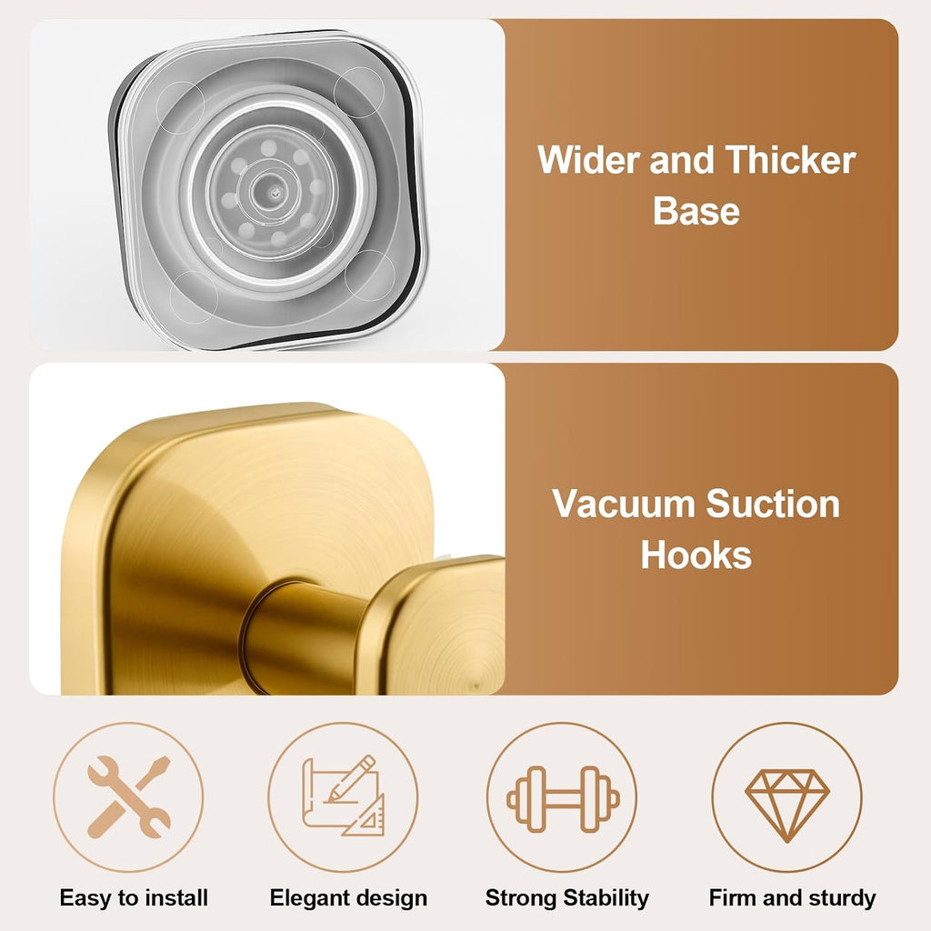 Suction Cup Hooks, Heavy Duty No Drill for Bathroom Shower Towel