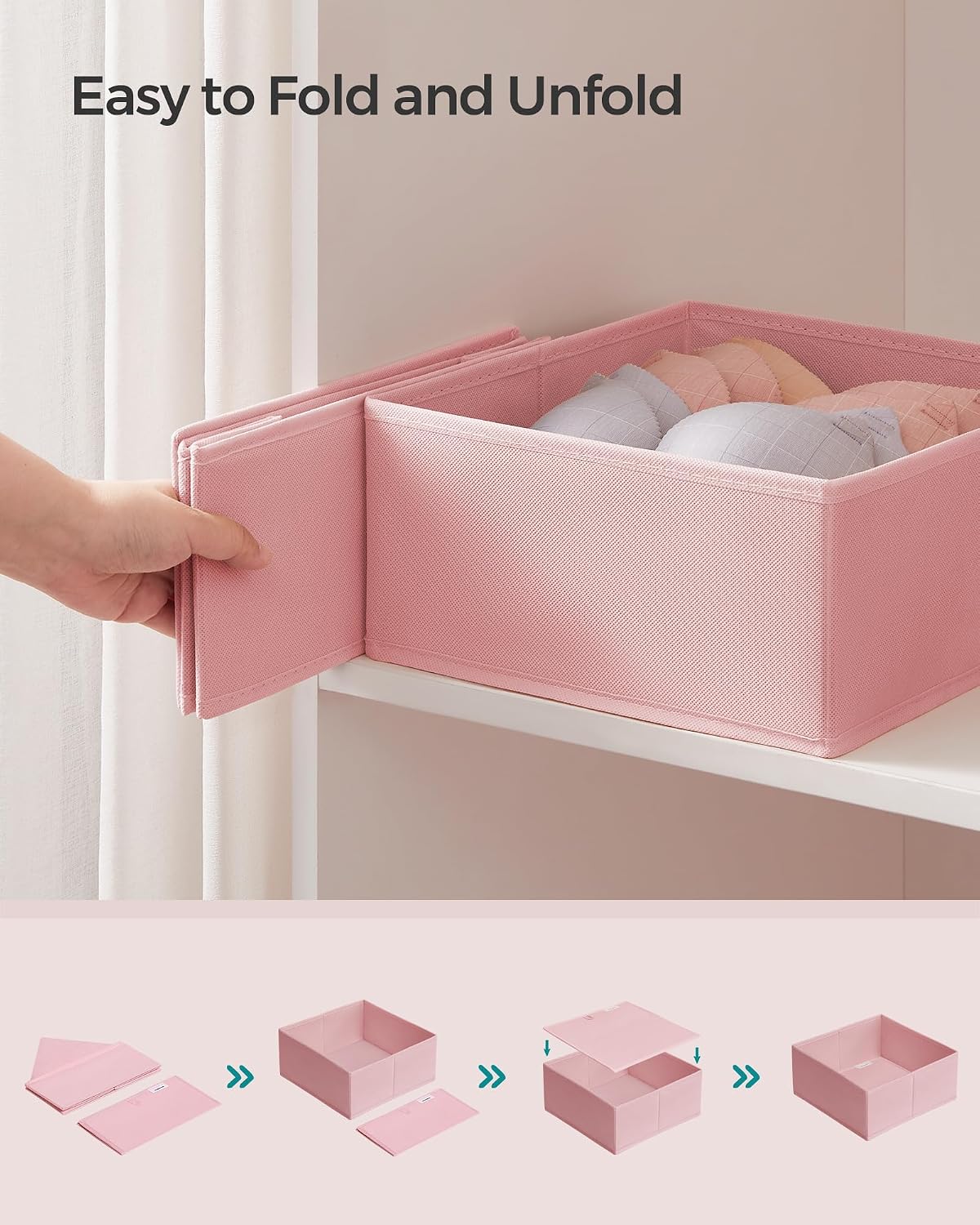 SONGMICS Drawer Organizers, Set of 12, Foldable Fabric Storage Boxes