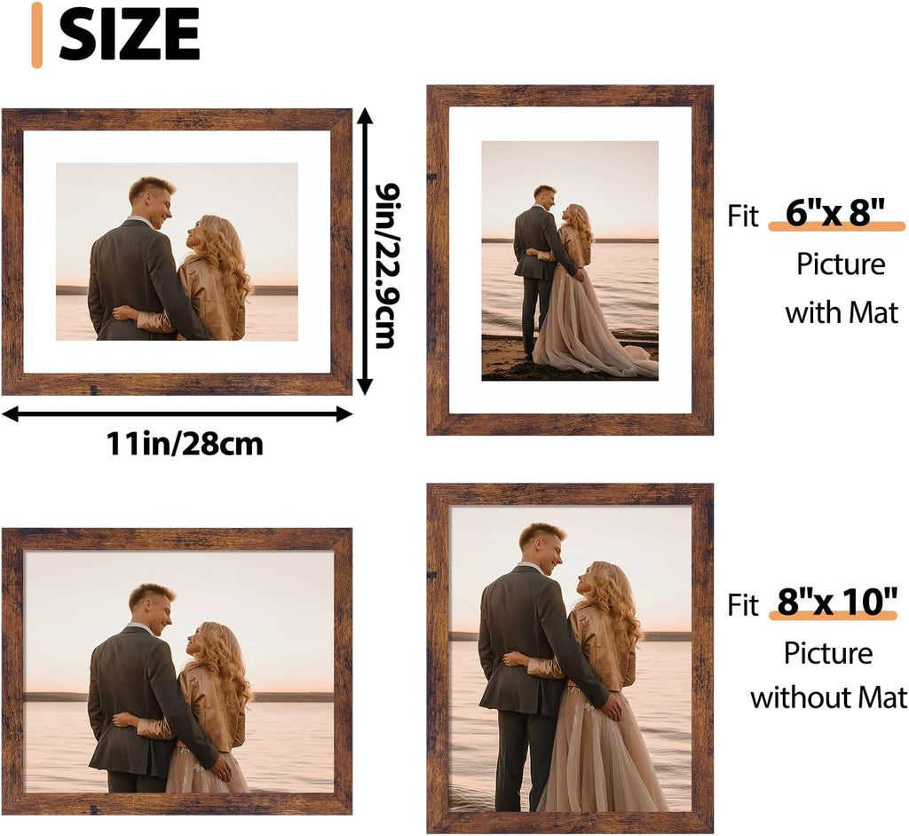 Fixwal 8x10 Picture Frames Set of 5 with Tempered Glass, Vintage Distressed
