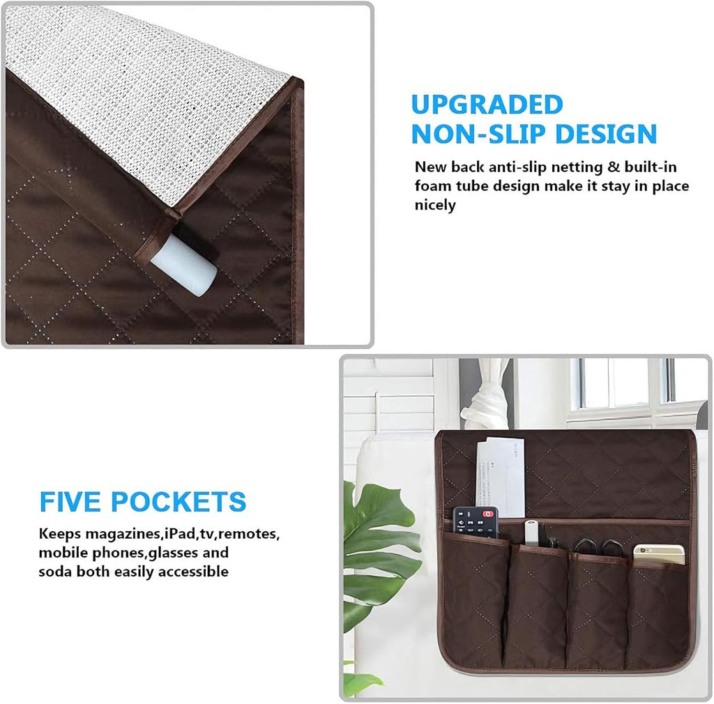 Armchair Caddy for Recliner, Non Slip Sofa Arm Organizer, Coffee