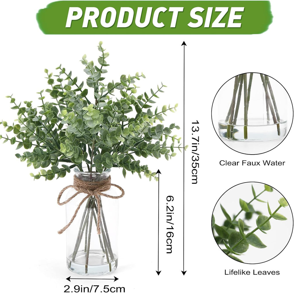Artificial Greenery Eucalyptus Stem in Vase, Green