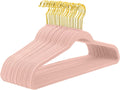 MIZGI Blush Pink Velvet Hangers 60 Pack,Premium Gold Clothes Hangers Non-Slip Felt Hangers,Sturdy Pink Hangers Heavy Duty Coat Hangers,Durable Suit Hangers for Space Saving, No Hanger Marks