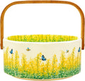 Ceramic Fruit Basket with Wooden Handle