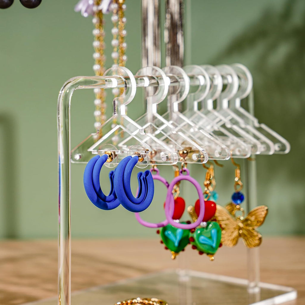 NiHome 2-Tier Earring Holder Organizer, 48 Pairs Acrylic Display, Clear