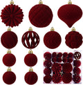 48 Pcs Velvet Christmas Ball Ornaments Set for Xmas Tree Decor(Bourgogne)