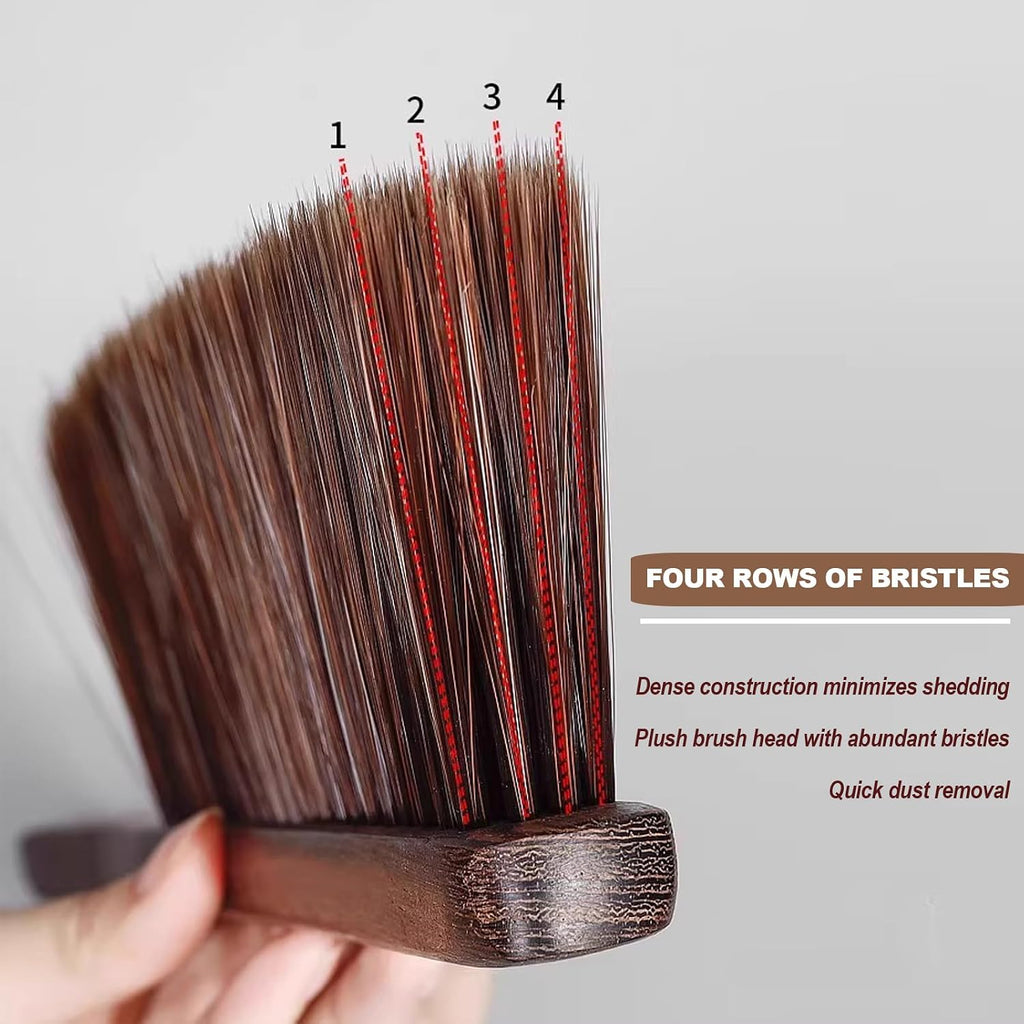 Hand Broom Counter Brush with Wood Handle Soft Bristle Dusting Brush for Furniture Bed Car Sofa Piano Guitar Woodworking Cleaning