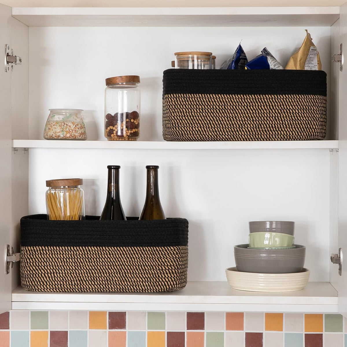 OIASKET Storage Baskets for Organizing 3 Pack, Woven Baskets for Shelves,