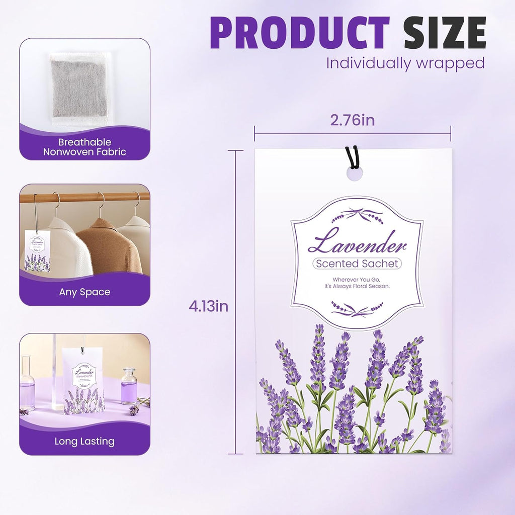 FURWEY 24 Packs Lavender Scented Sachets, Long Lasting Sachet Bag