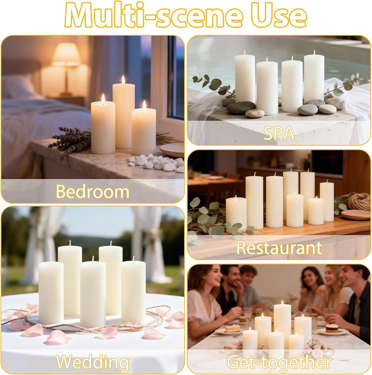12 Pack 2 x 8 Inch Unscented White Pillar Candles, Dripless Smokeless Clean Burning Cylinder Candles for Wedding, Home Decor, Church & Emergency Lighting