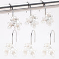 White Flower Shower Curtain Hooks Set of 12 White Decorative Rings