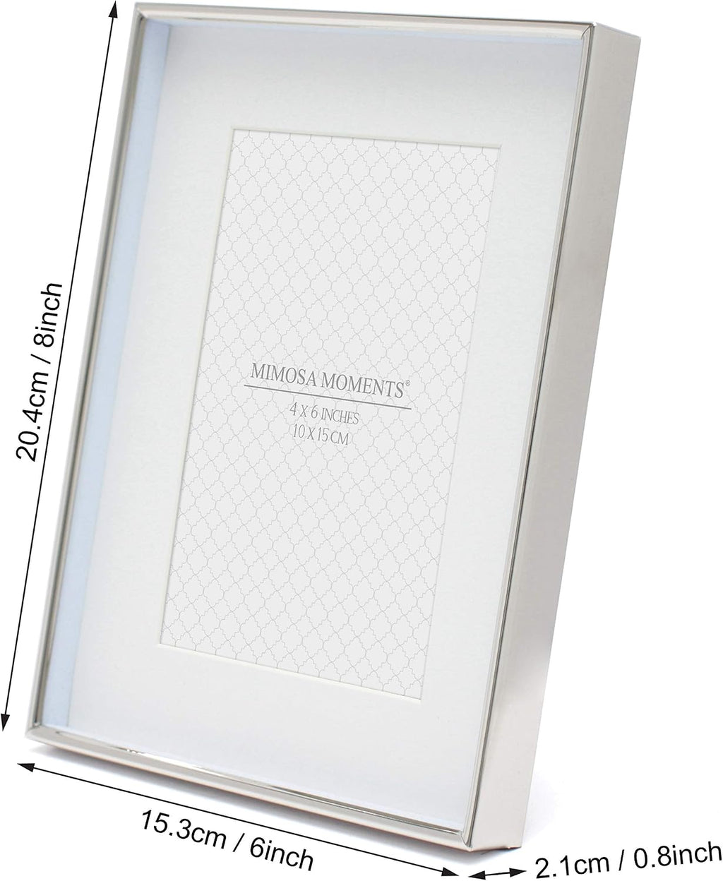 6x8 Silver Shadow Box Metal Picture Frame with 4x6 Photo Mat