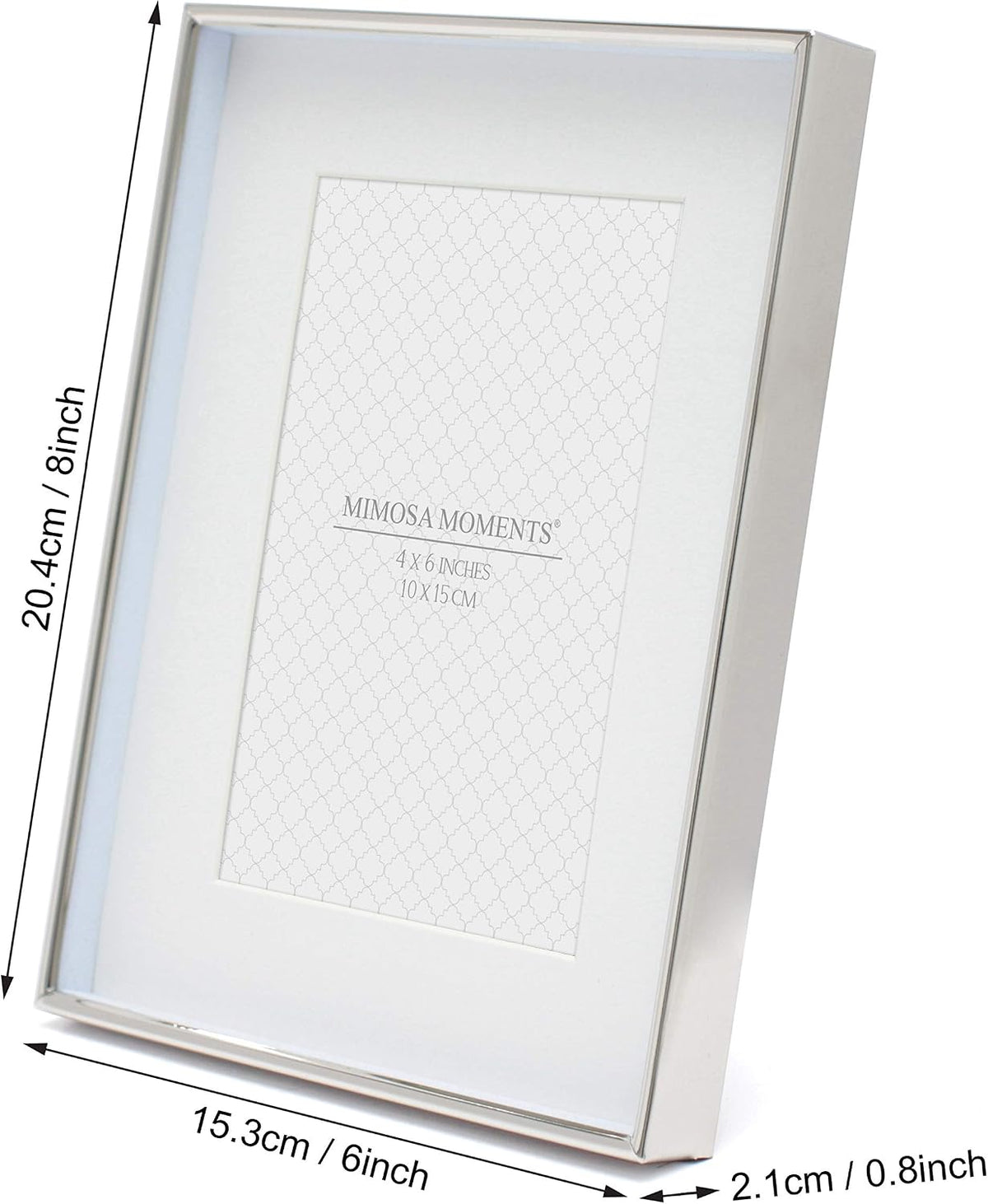 6x8 Silver Shadow Box Metal Picture Frame with 4x6 Photo Mat
