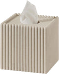 Tissue Box Cover Square,Facial Tissue Holder,Beige Stripes
