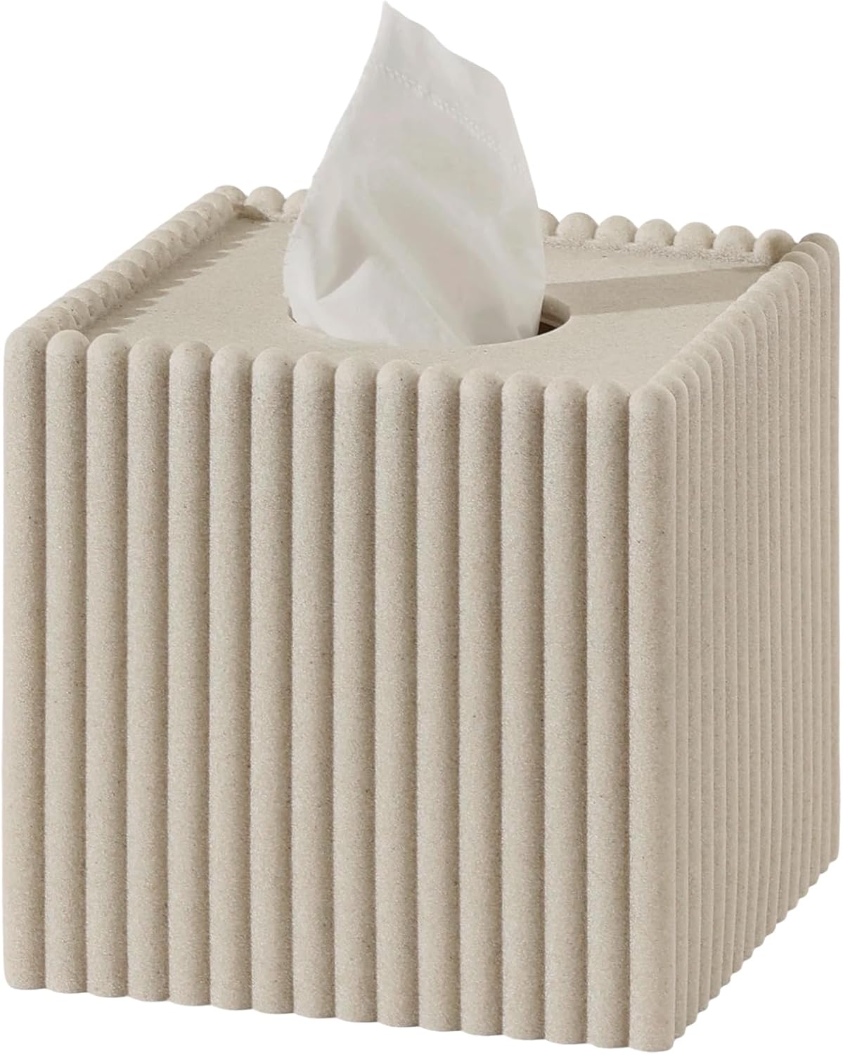 Tissue Box Cover Square,Facial Tissue Holder,Beige Stripes