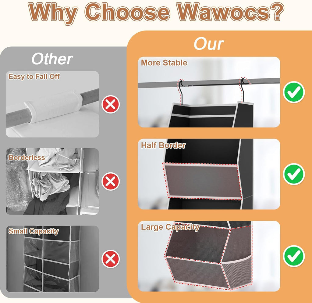 Hanging Closet Organizer Bins for Closet Organization Storage 4 Shelf Black