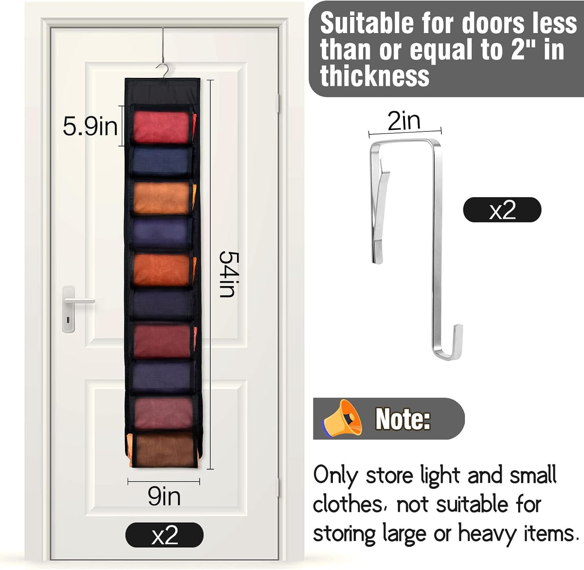 Aulock 2 Pack 40-Pocket Hanging Legging Organizer Storage, Dorm Essentials