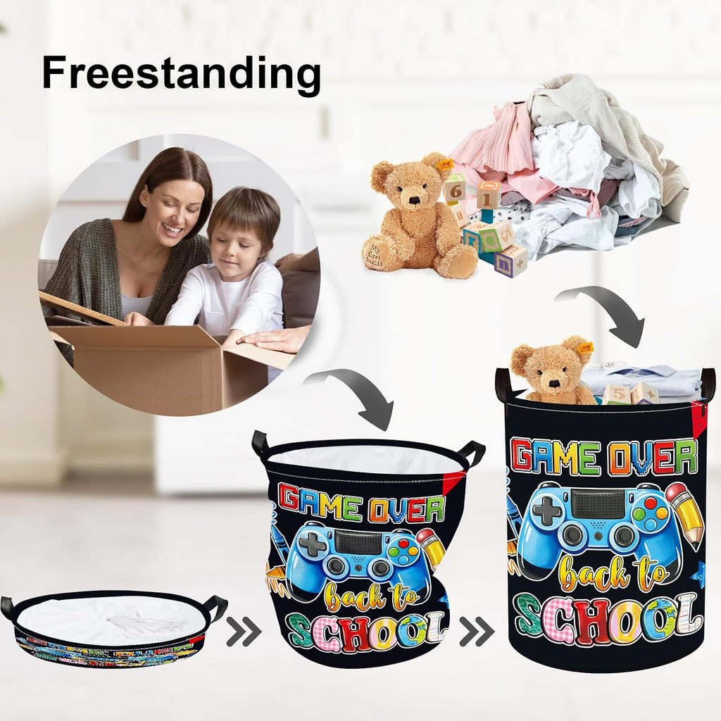 Clastyle Video Game Kid Storage Basket Foldable Boy Laundry Hamper, 36L