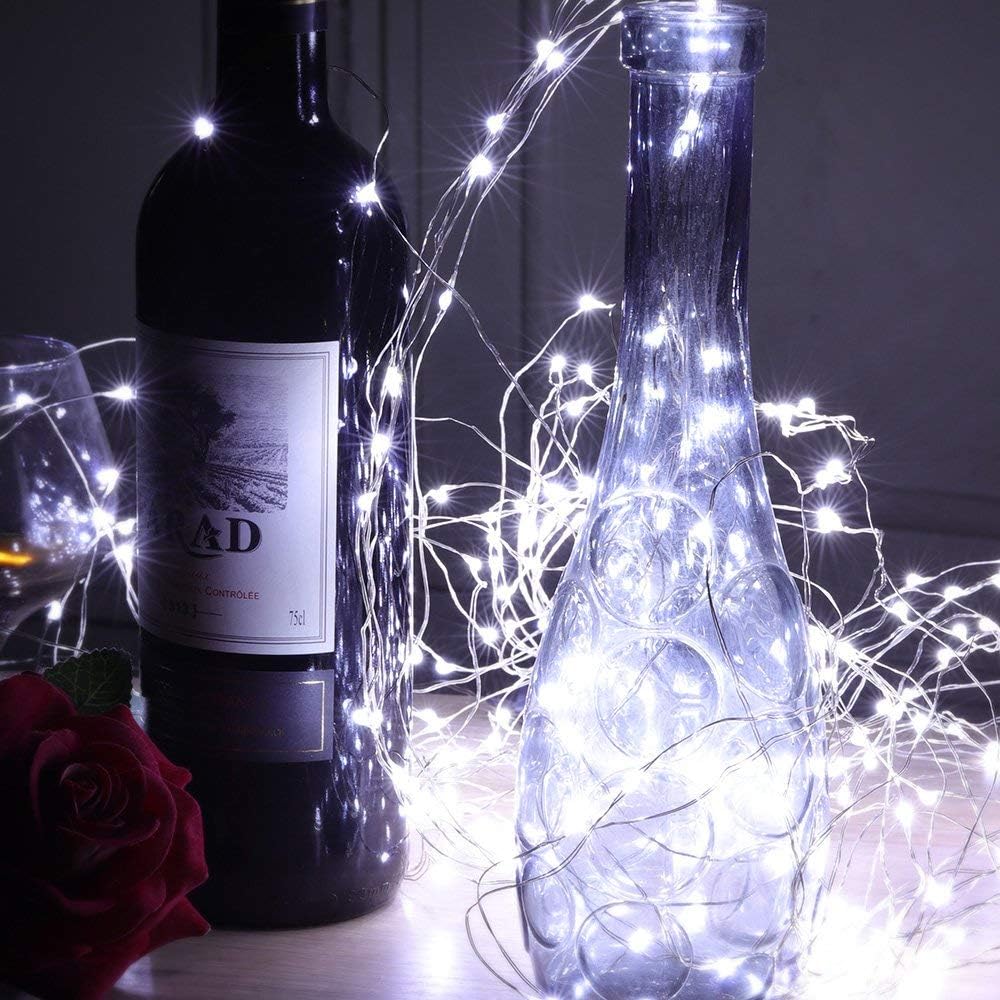 LIIDA [10-Pack] LED String Lights, 6.6FT LED Moon Lights 20 Led Micro Lights On Silver Copper Wire (Batteries Include) for DIY Wedding Centerpiece, Table Decoration, Party (Cool White)