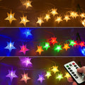 25ft 50 LED Multicolor Star String Lights for Bedroom Decorations, Battery Operated Led Christmas Lights for Apartment Dorm Room Decor(Remote/Timer/Warm White Multicolor Combination)