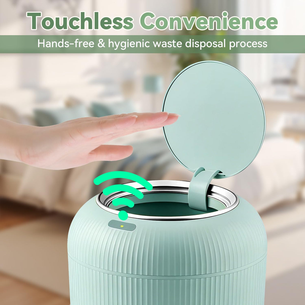 Procade Blue Bathroom Trash Can with Lid,Small Automatic Touchless Trashcan