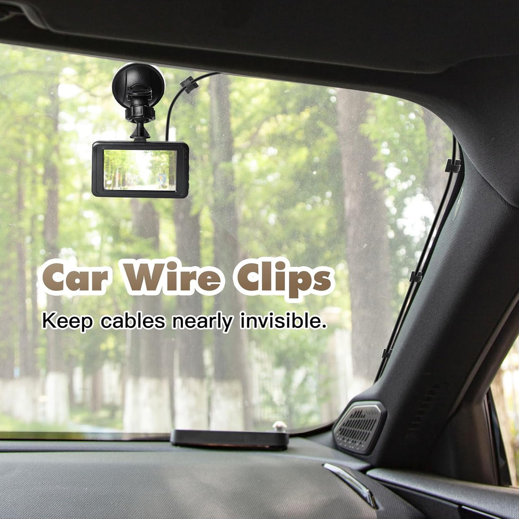 50Pcs Strong Black Adhesive Cable Clips, Dash cam Clips, car Wire Clips,Cord Organizer Cable Management,Cord Holder for Under Desk TV wall nightstand Office Home