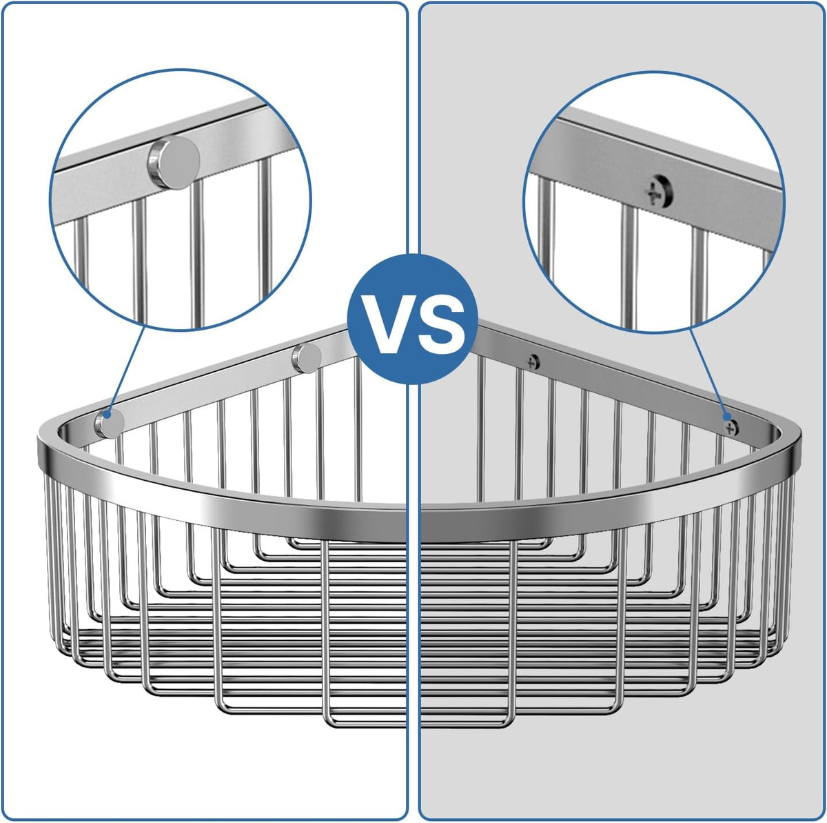Shower Basket Stainless Shower Corner Shelf, 304 Caddy Stainless Steel Rustproof, Organizer Wall Mounted Basket(Includes Screws)-Triangle Basket