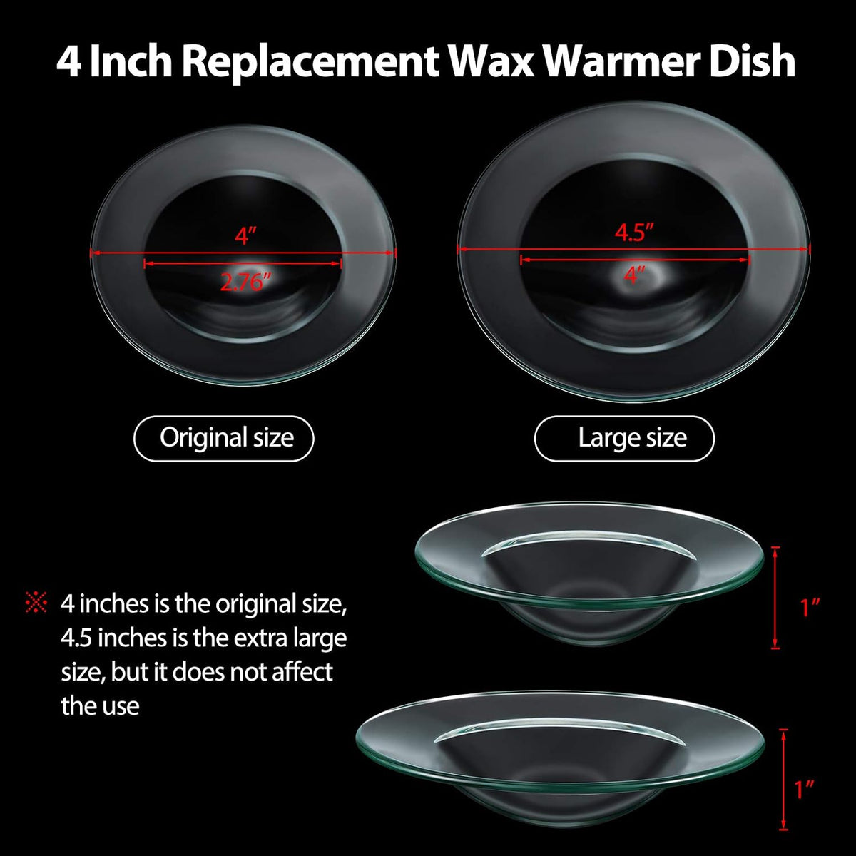 Patelai 2 Pieces Replacement Wax Warmer Dish, 4 Inches Round Glass Plate