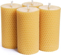 2 inch Wide Natural Yellow Honeycomb Beeswax Pillar Candles, 4-Pack