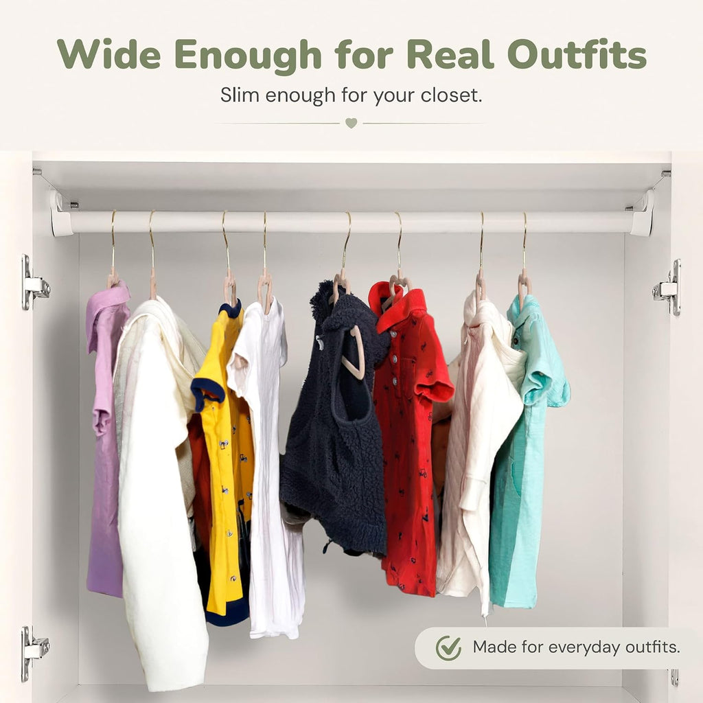 Kids Velvet Hangers with Clips, 50 Pack for Toddler to Youth